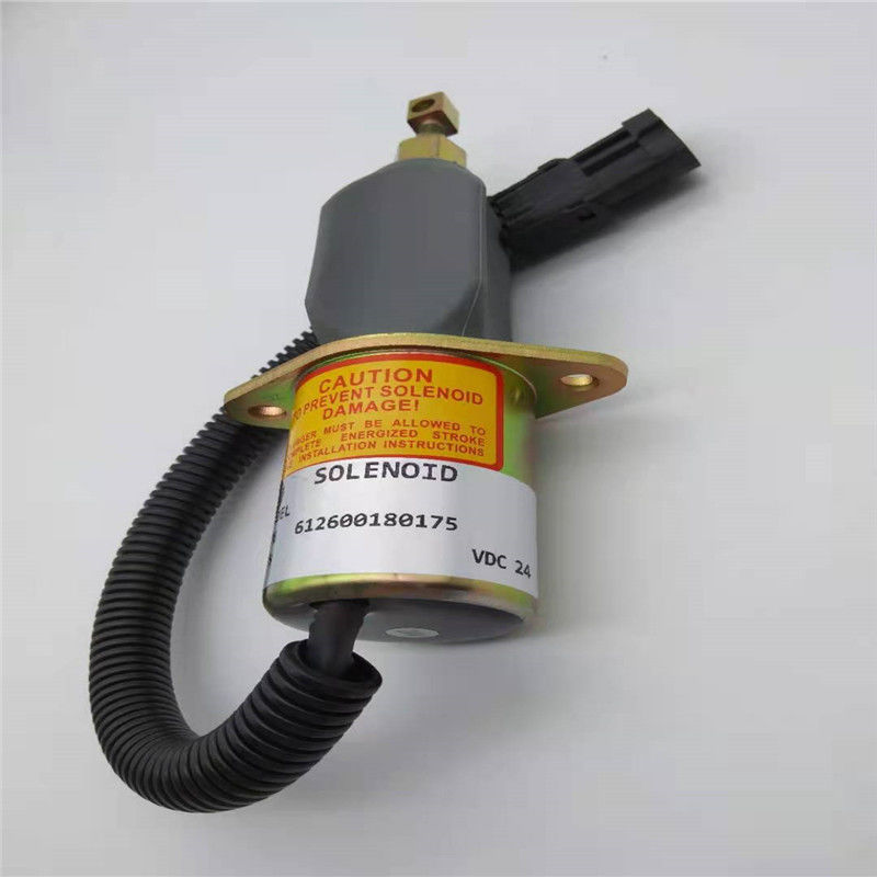 612600180175 Van điện từ dừng Phù hợp cho động cơ máy xúc lật DOOSAN DX50 Phần cắm màu đen